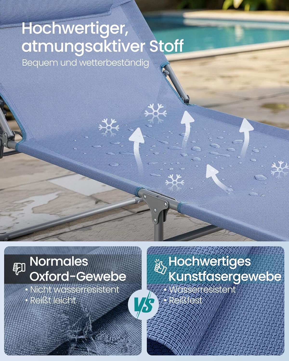 Thumbnail 5 de SONGMICS Große Sonnenliege 71 cm breit