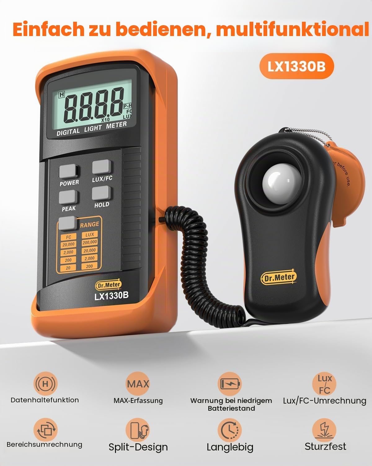 Detalle de Dr.meter LX1330B Luxmeter 0-200.000