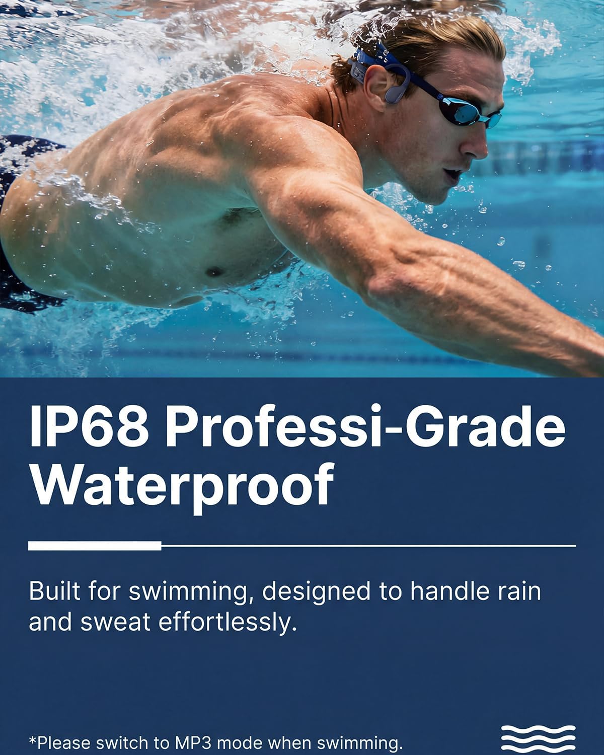 Thumbnail 1 de MONODEAL Knochenschall Kopfhörer fürs Schwimmen mit MP3-Player (8 GB) und Bluetooth 5.4 – IPX8/IP68