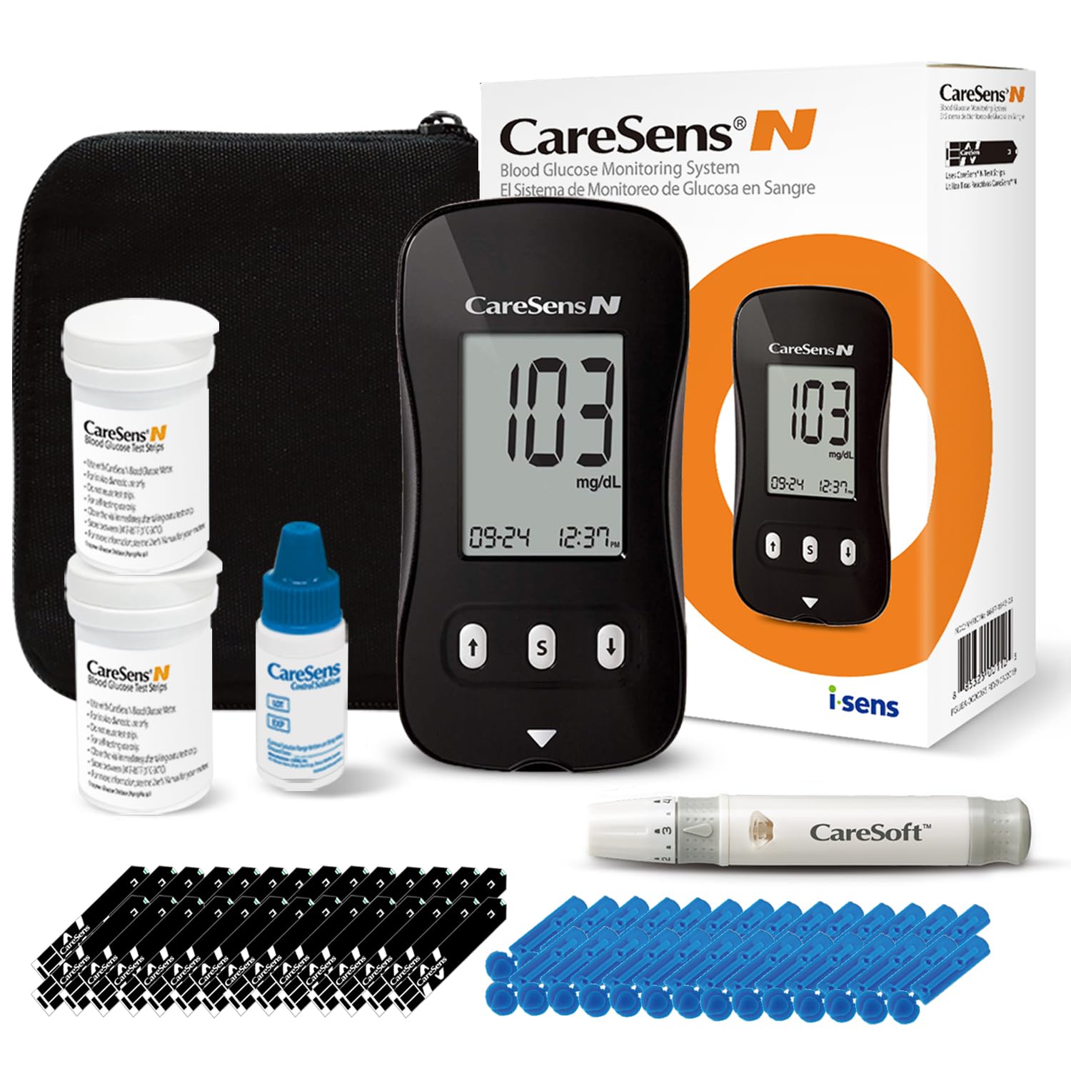 Detalle de CareSens N Starter Kit Blood Glucose Monitor with 100 Test Strips and Lancets