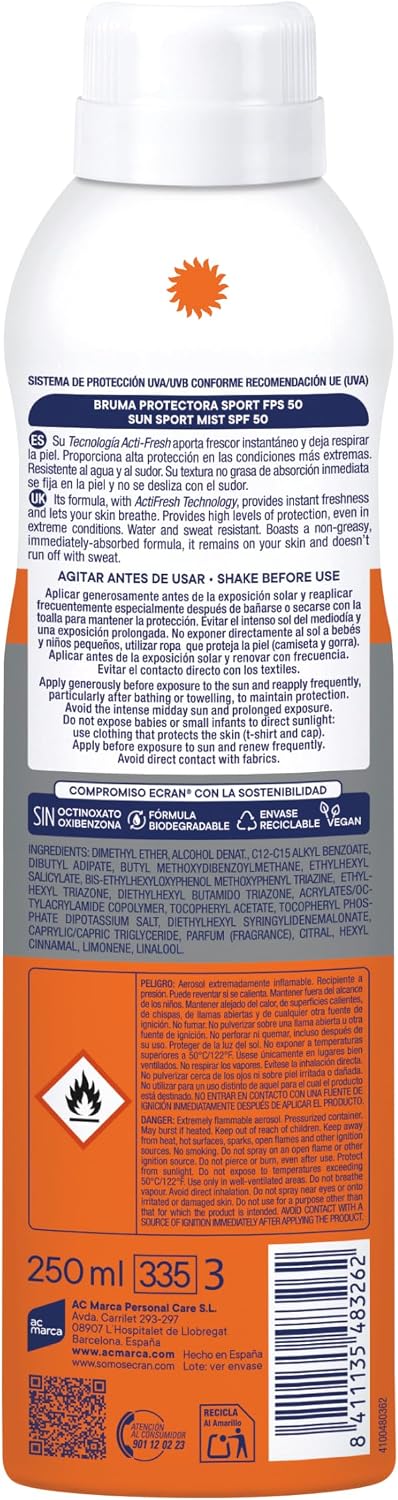 Detalle de Ecran Sun Citronolja Sport solskyddsspray SPF 50, 250 ml