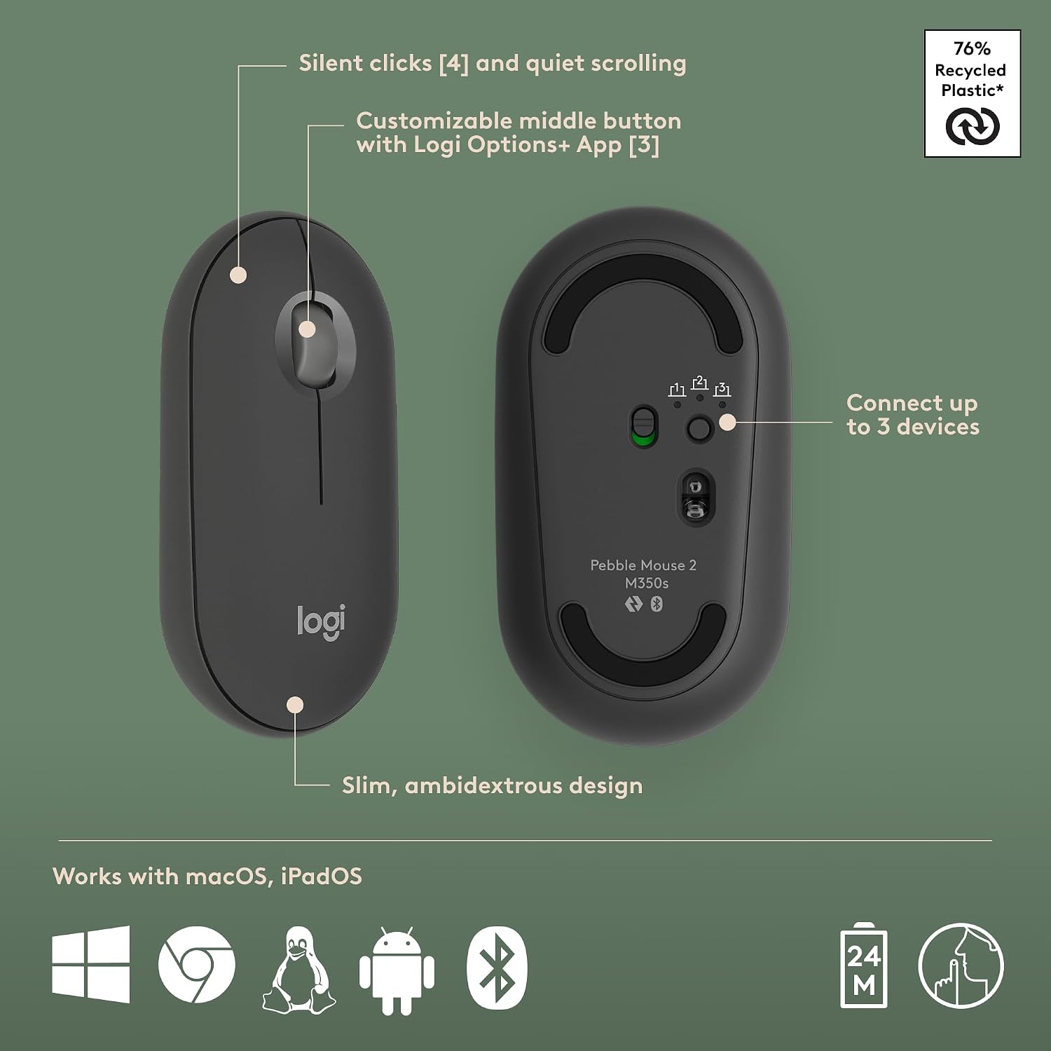 Thumbnail 6 de Logitech wireless keyboard and mouse combo, Graphite