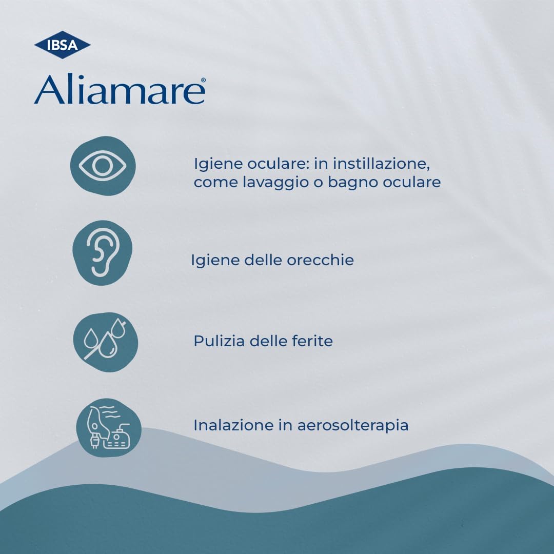 Detalle 2 de IBSA Aliamare - 30 flaconcini monodose: soluzione fisiologica sterile per igiene, detersione e aerosolterapia