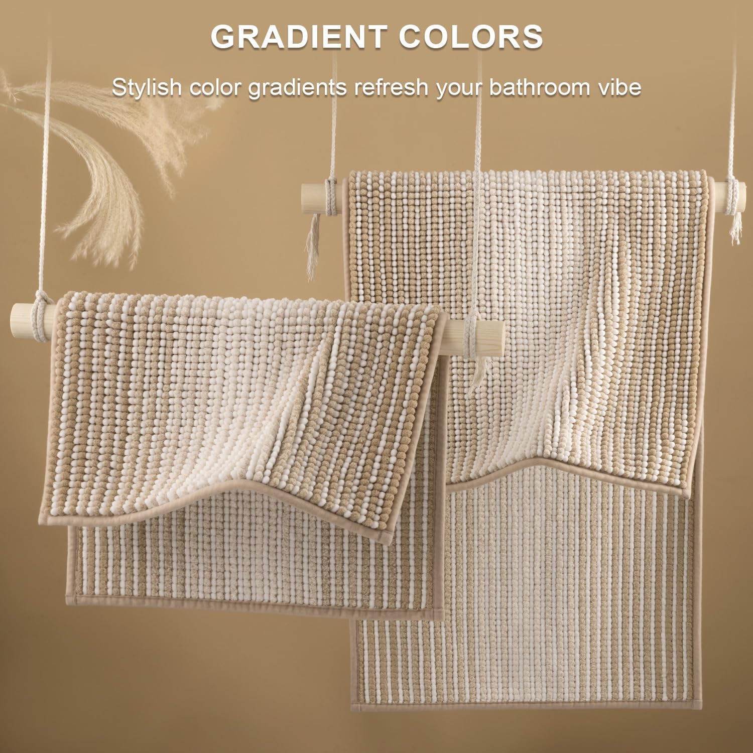 Thumbnail 3 de BSICPRO 2-Piece Chenille Bathroom Rug Set (Non-Slip, Machine Washable) — Beige