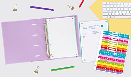 Detalle de Oxford Touch Archivador A4 de 4 anillas con tapas duras y recambio 5x5 – Malva