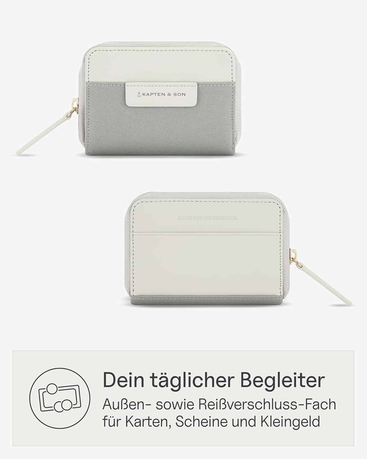 Detalle de Kapten & Son Bergen Pro Geldbörse Damen – Muted Sage, Klein, 8 Kartenfächer