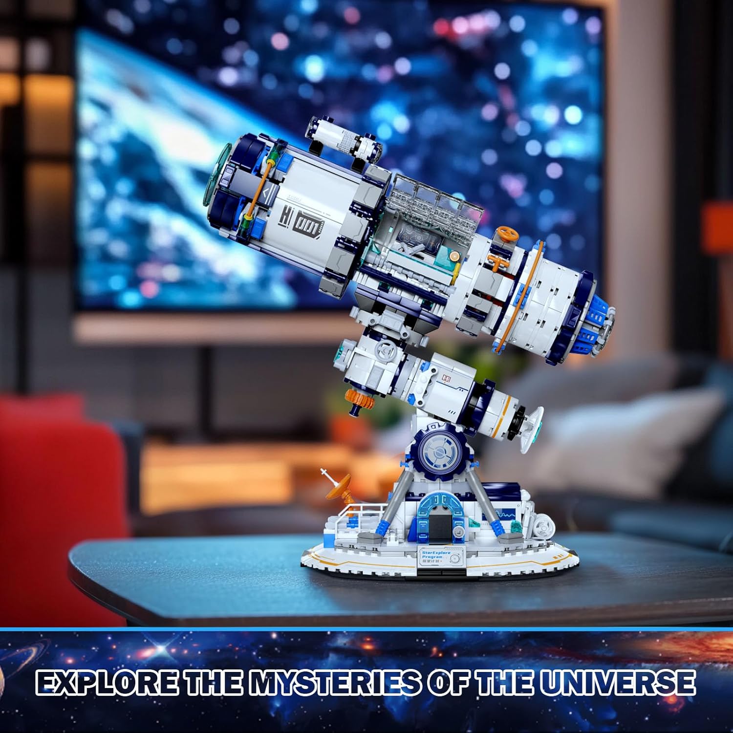 Detalle de JMBricklayer Space Telescope Building Set (995 Pieces) with Lights – A Detailed Look