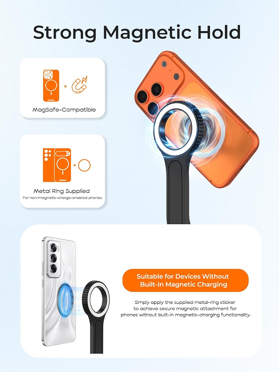 Detalle de RISEOFLE X6 Ultra 70-Inch Magnetic Phone Tripod with Bluetooth Remote