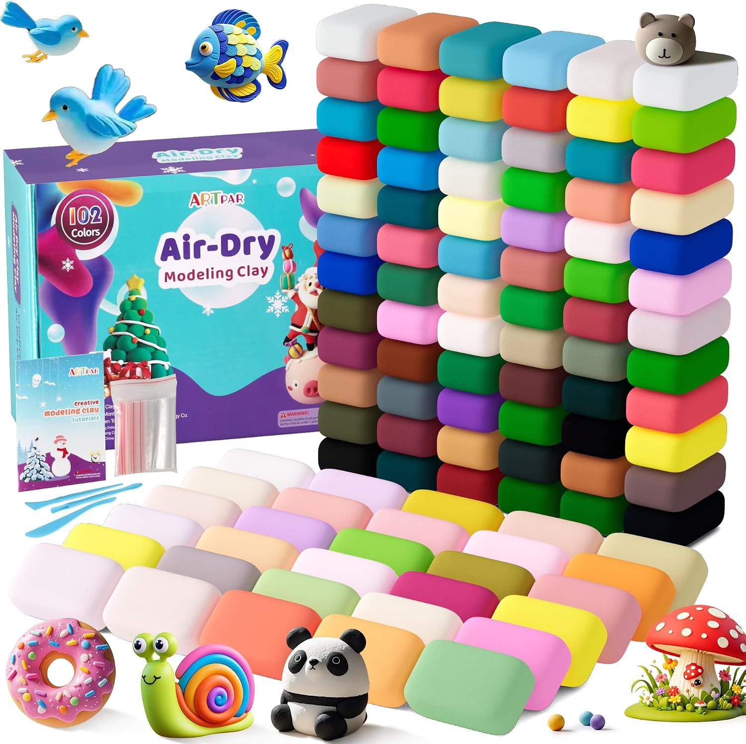 Detalle de ARTPAR P102 Air-Dry Clay Kit, 102 Colors for Kids’ Crafts