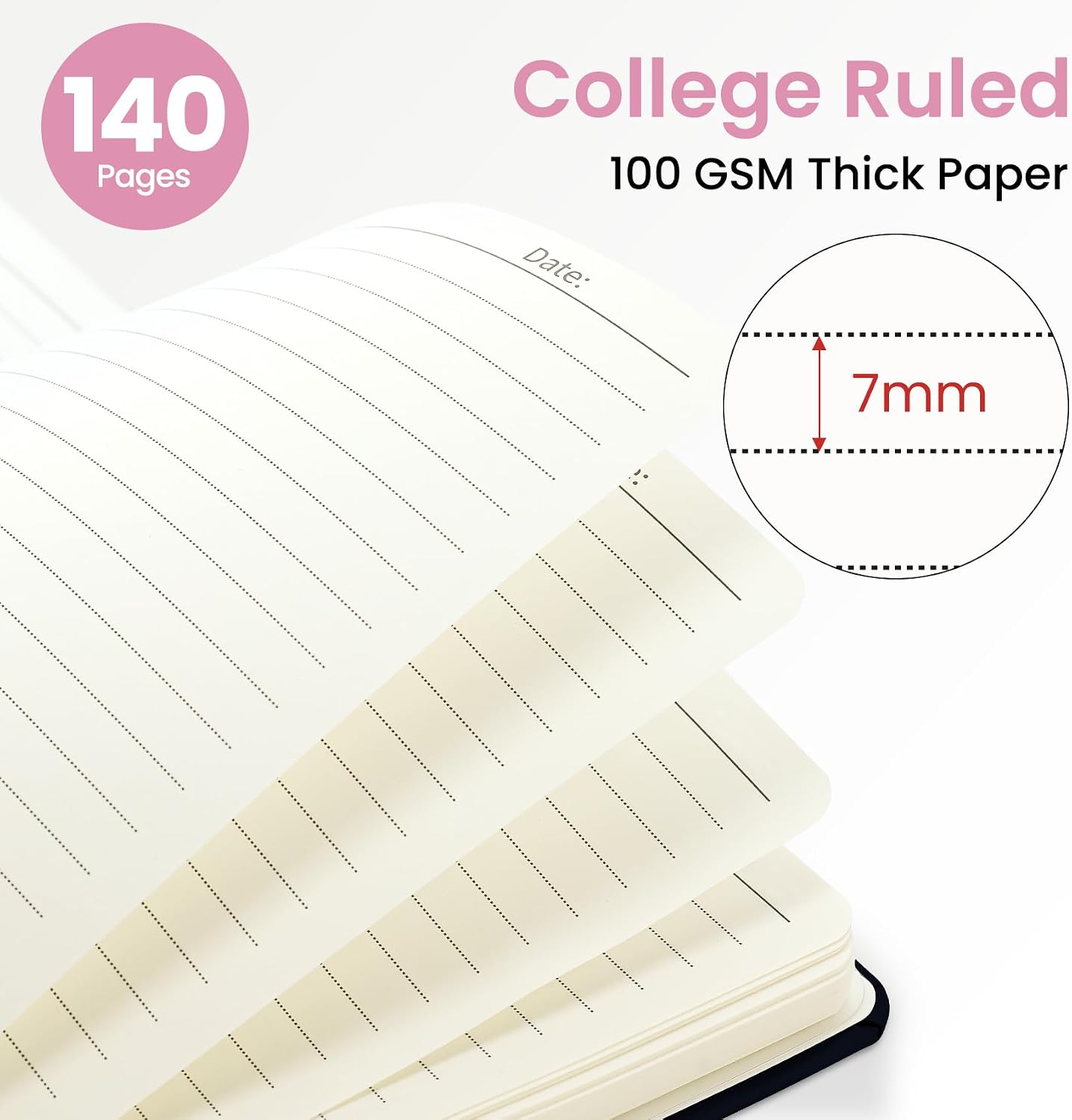 Detalle de ZOTIA Cute Spiral Journal, A5 Hardcover Notebook with 114 GSM Lined Paper