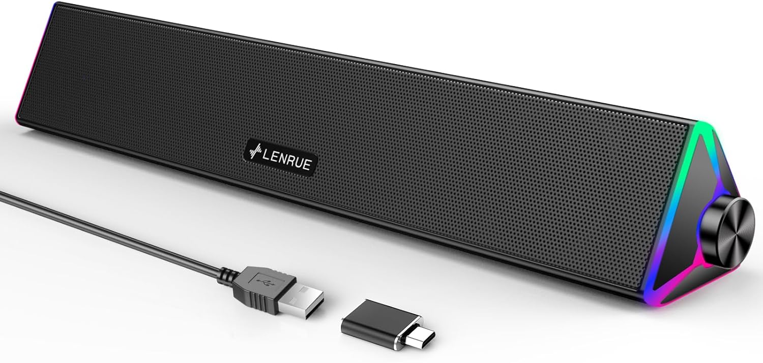 Detalle de LENRUE PC Speakers USB Soundbar
