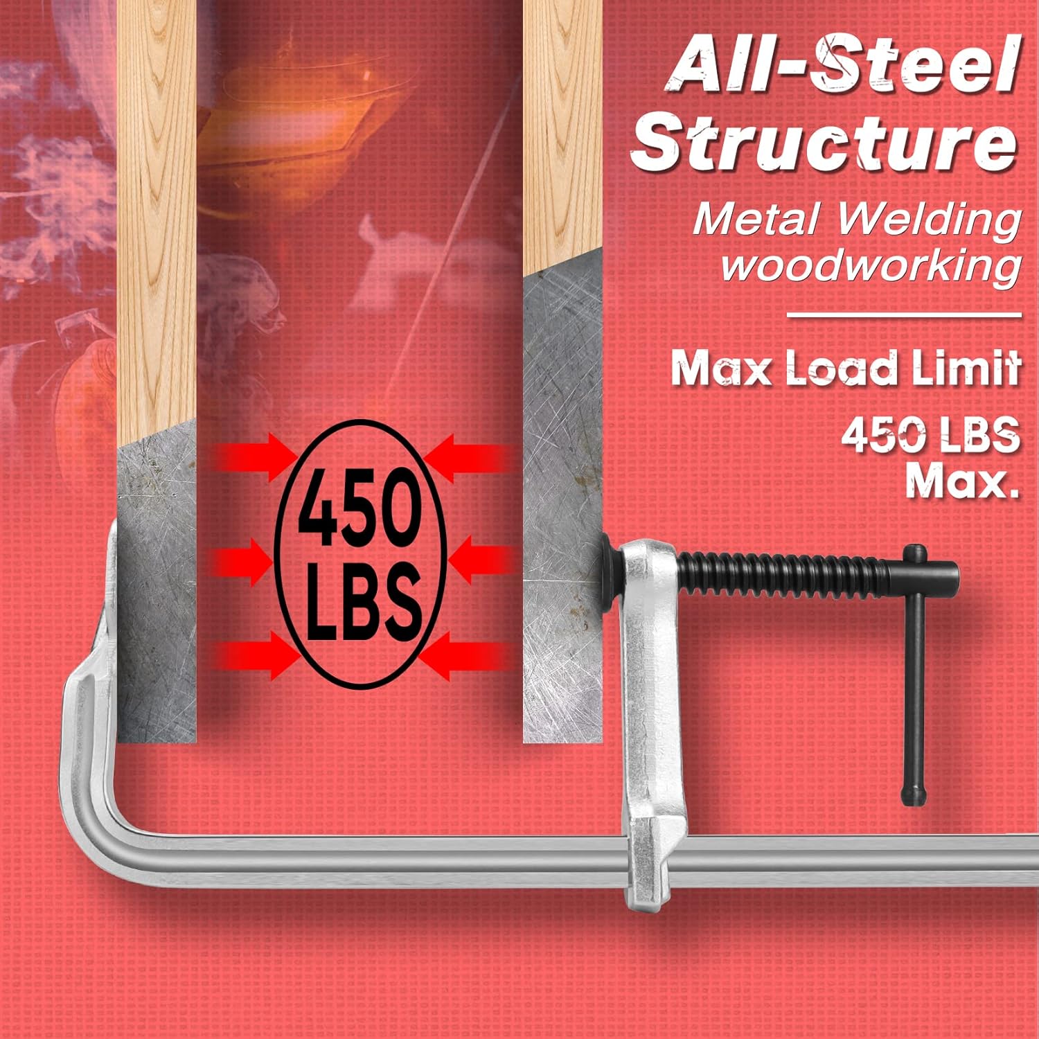 Detalle de SHALL 12-Inch Bar Clamp set 450 lbs load limit ðŸ›