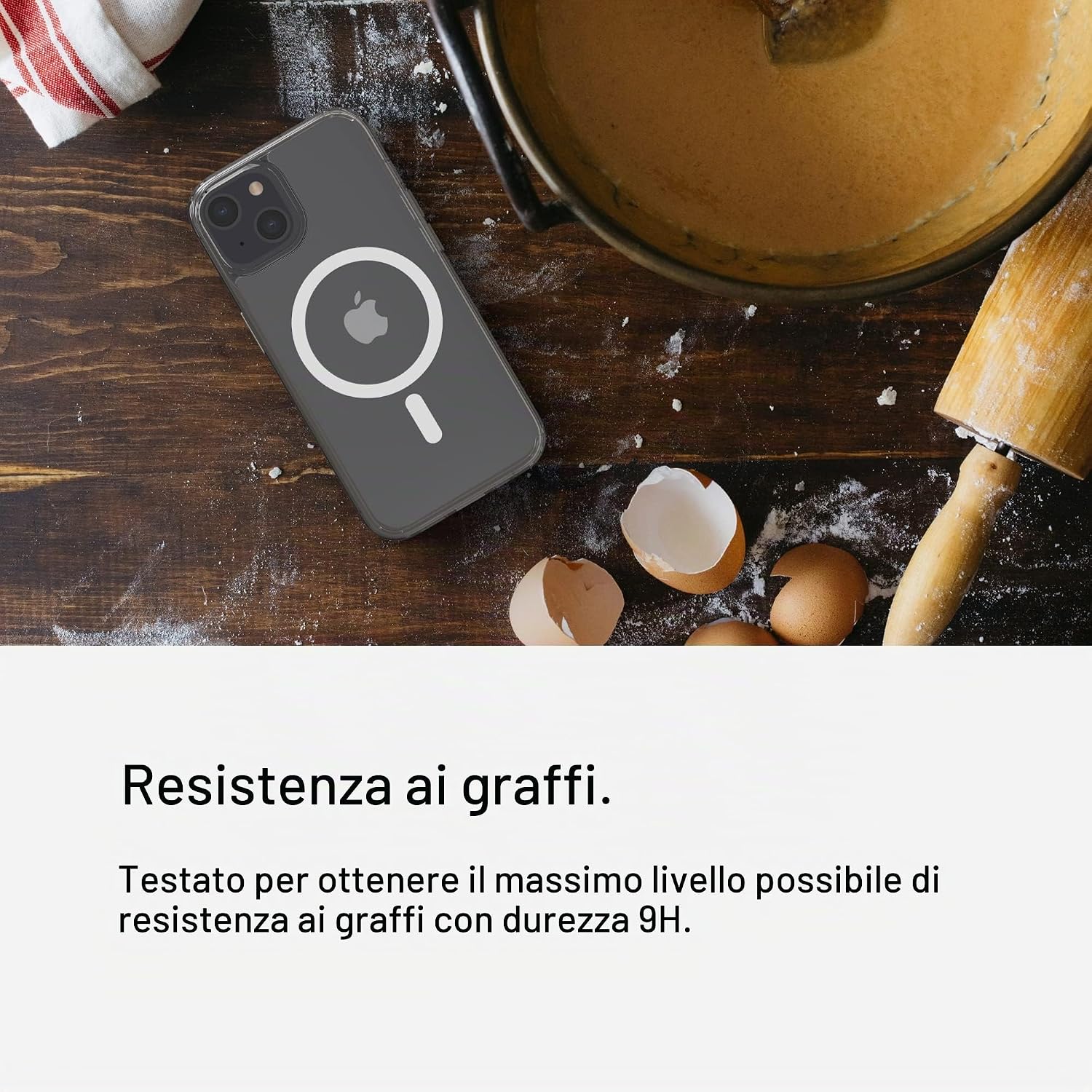 Detalle de Belkin Custodia per iPhone 14 con MagSafe, trasparente e con bordi rialzati per la fotocamera