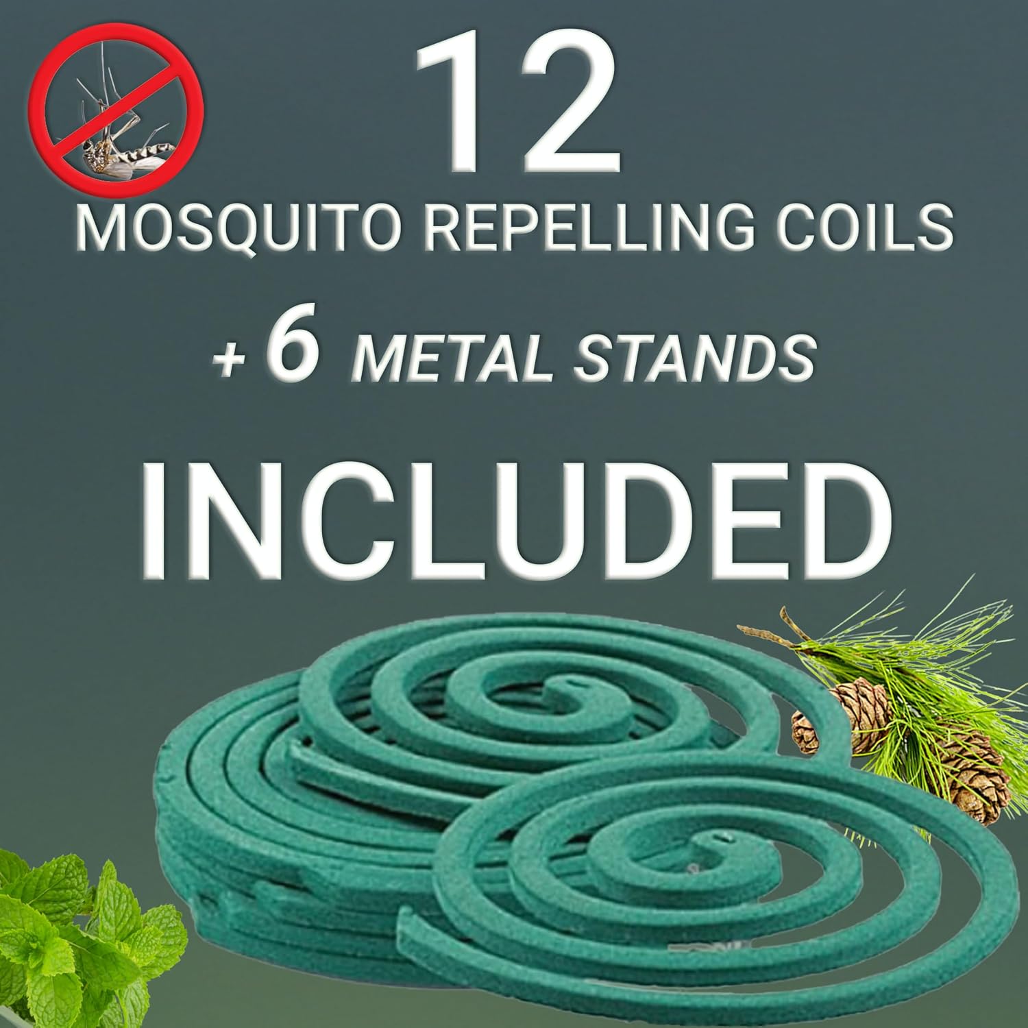 Detalle de W4W Mosquito Repellent Coils — Outdoor Use, 12 Coils & 6 Stands (3 Pack)