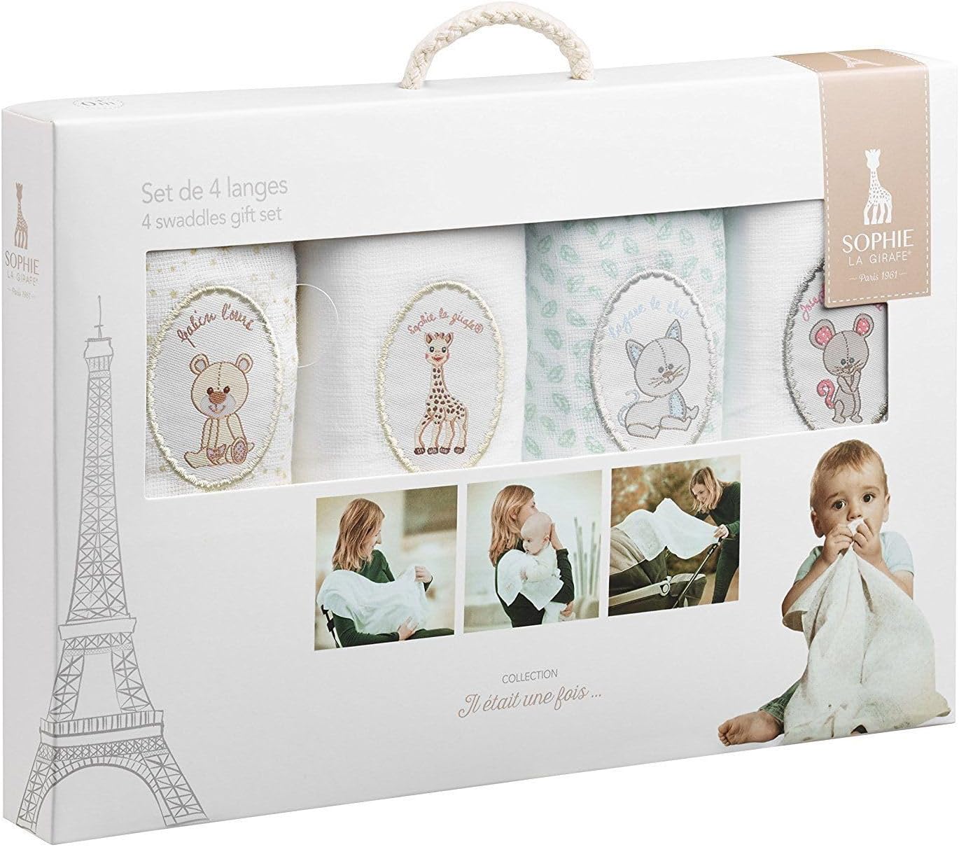 Sophie la Girafe langes lavables 70 x 70 cm