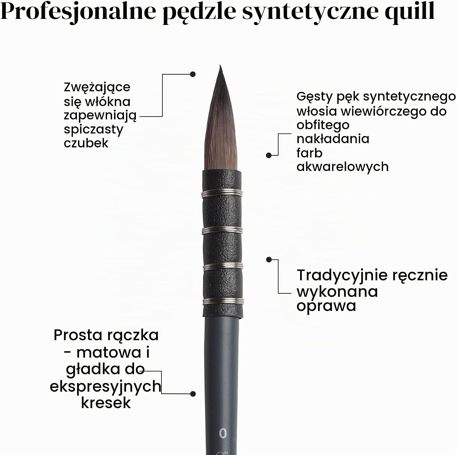 Detalle de Winsor & Newton 5011508 Wiewiórka nr 8 – syntetyczny pędzel akwarelowy