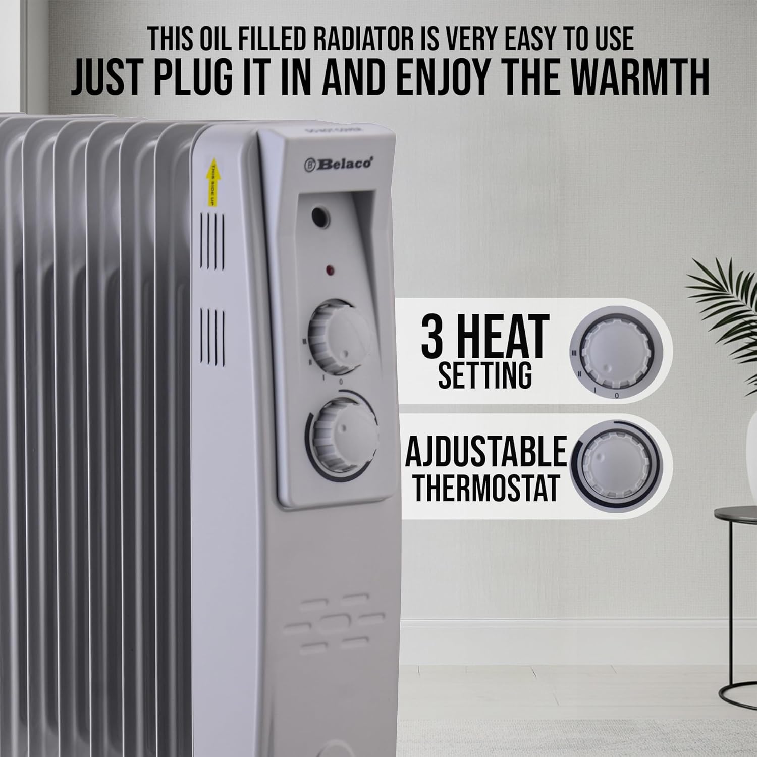 Thumbnail 4 de Belaco 2500W oil filled radiator heater 11-fin