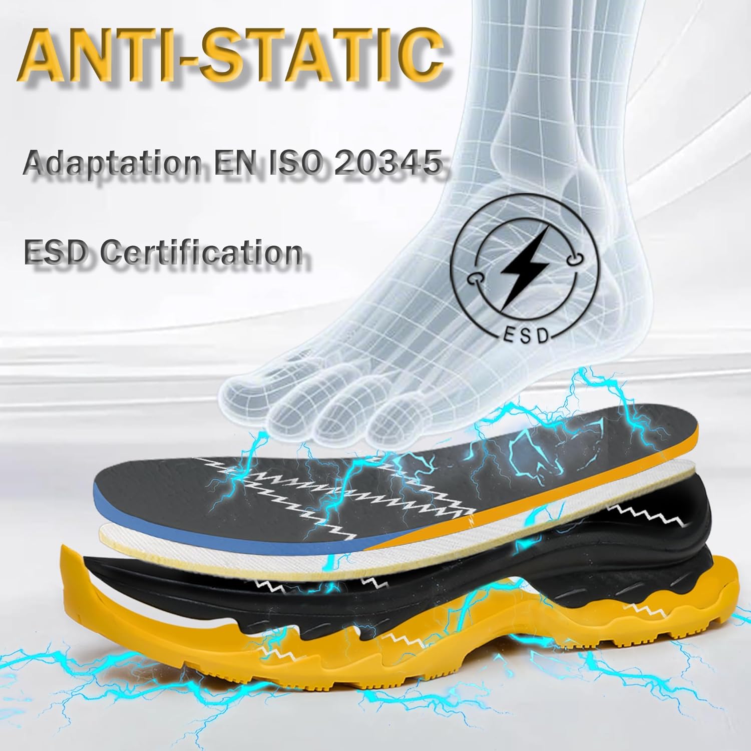 Thumbnail 2 de UOQC Scarpe Antinfortunistiche Uomo S1P ESD con PuntaInAcciaio — Sicurezza, Comfort e Traspirabilità