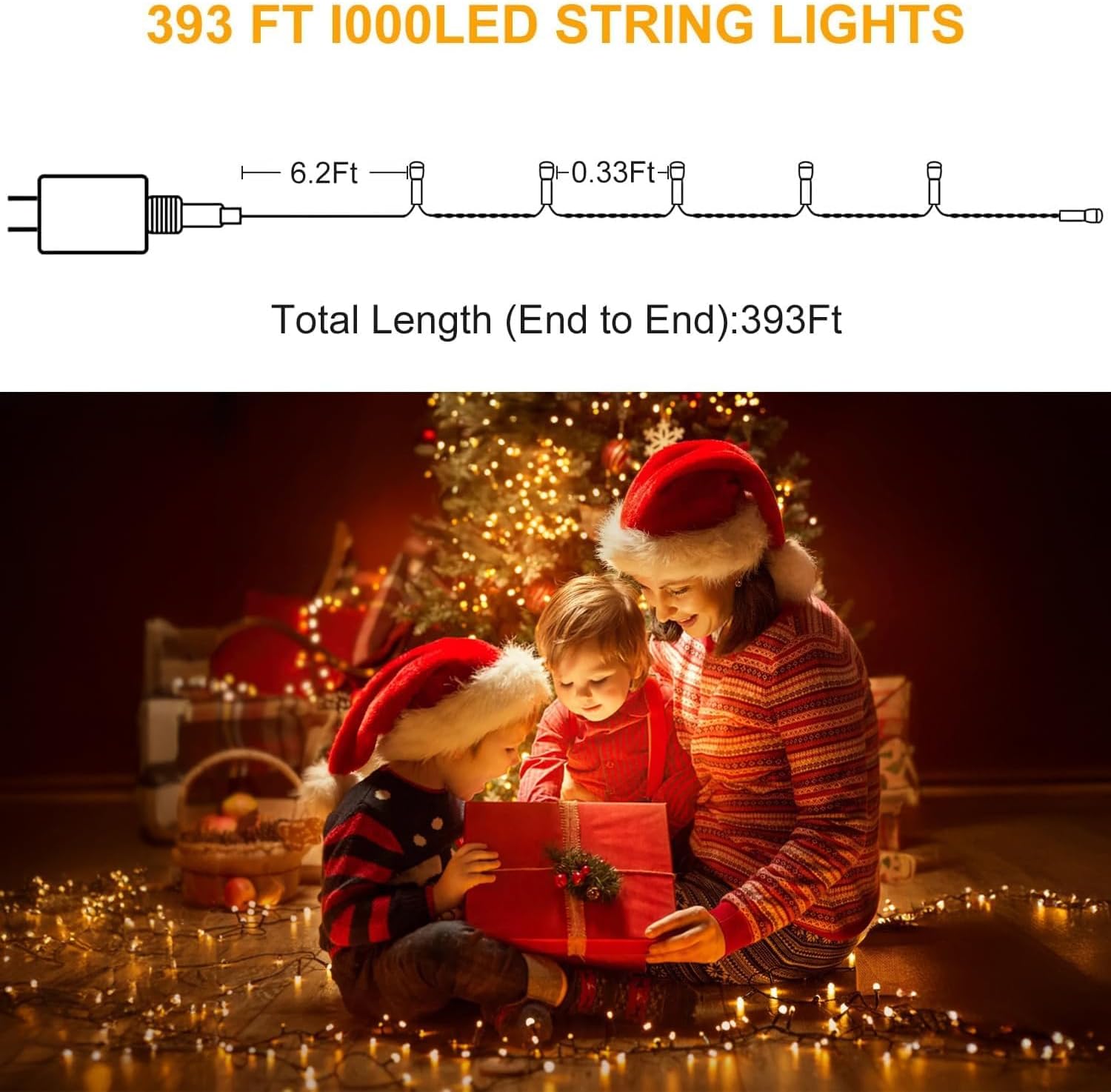 Thumbnail 2 de HAILI XMGQ HL300E 339 ft LED Christmas String Lights, 1,000 Warm White LEDs