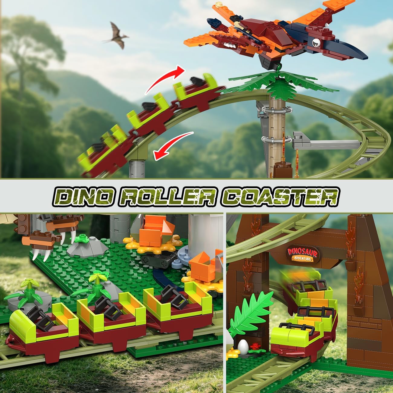 Detalle 2 de HOGOKIDS Dinosaurier Achterbahn 1222 Teile 🧩