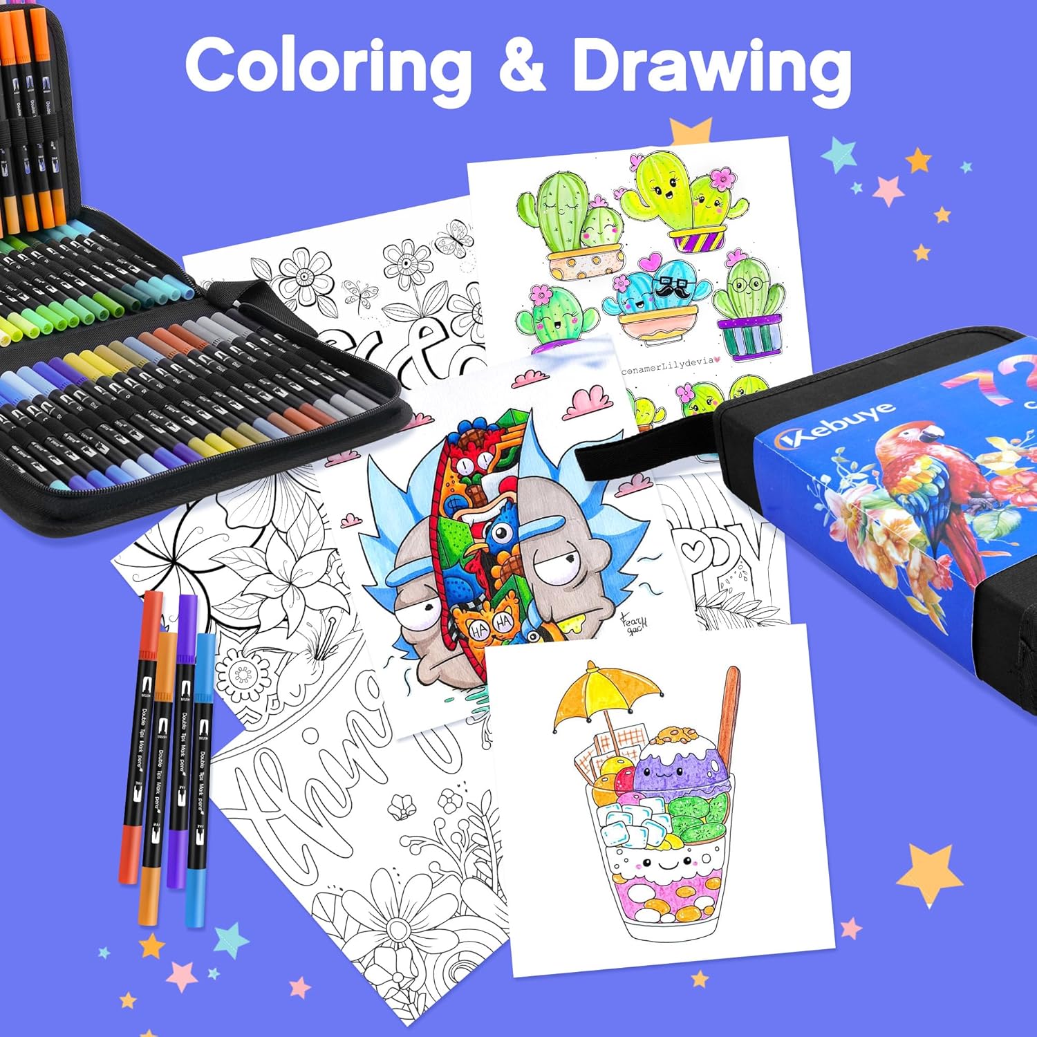 Thumbnail 6 de Kebuye Colouring Pens Dual Brush Tip – 72 Colour Set for Drawing, Sketching and Journaling