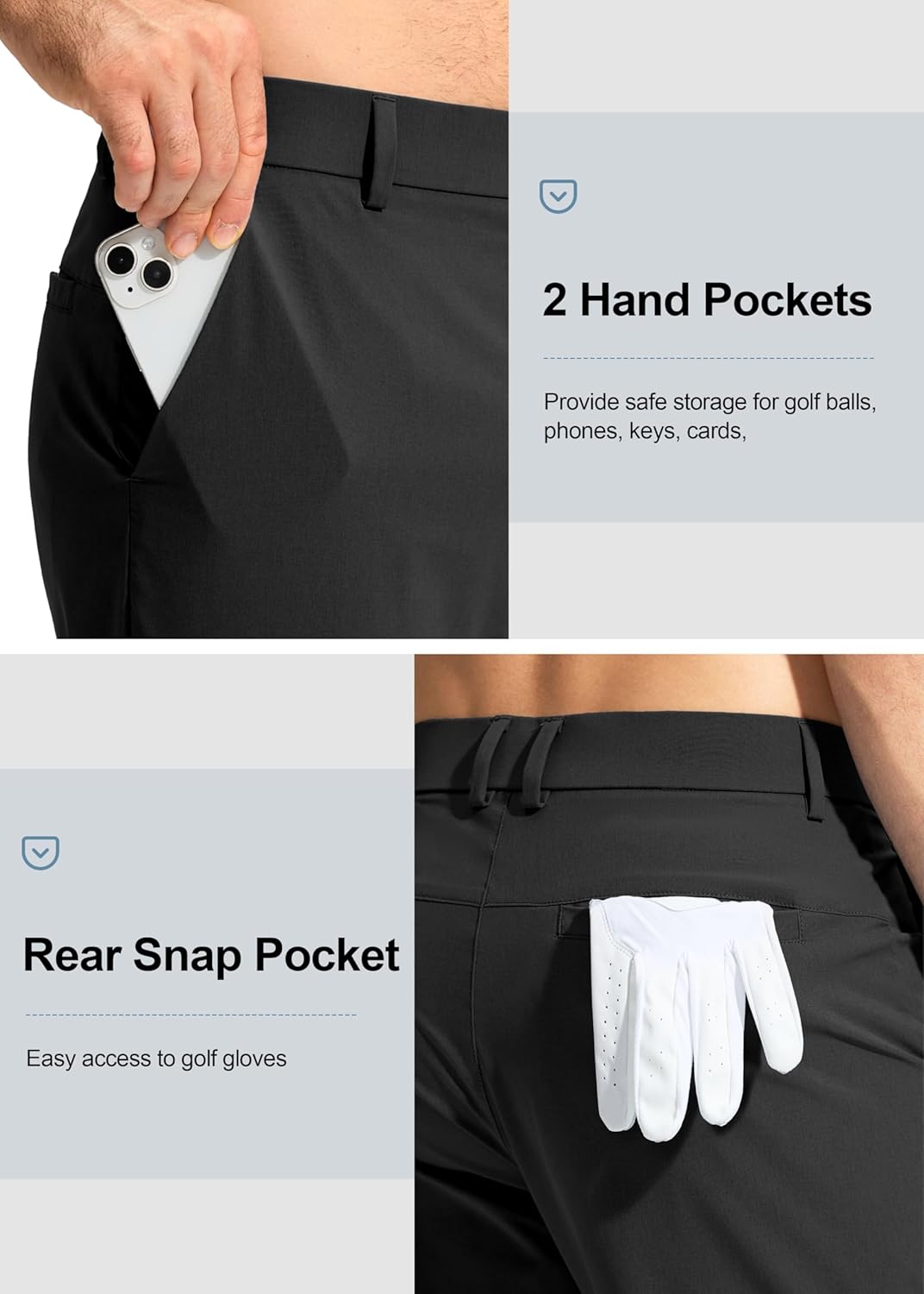 Detalle de Pudolla Men’s Golf Pants Stretch Work Dress Comfy Pants (Lightweight Quick Dry) with Pockets