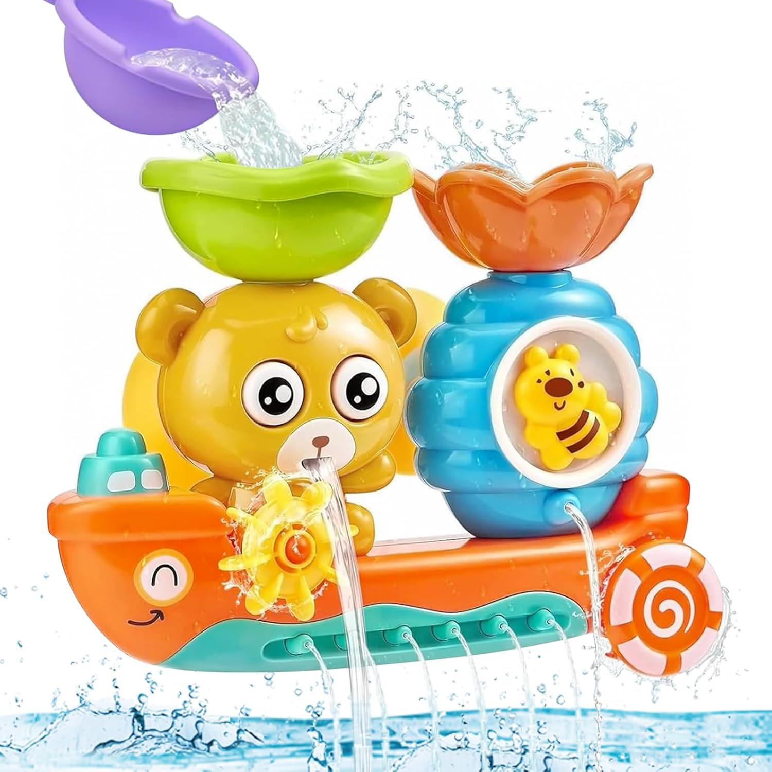 Detalle de Giochi Bagnetto Neonato 1-4 Anni – Vasca con Orso e Ape: peluche educativo e ventose sicure