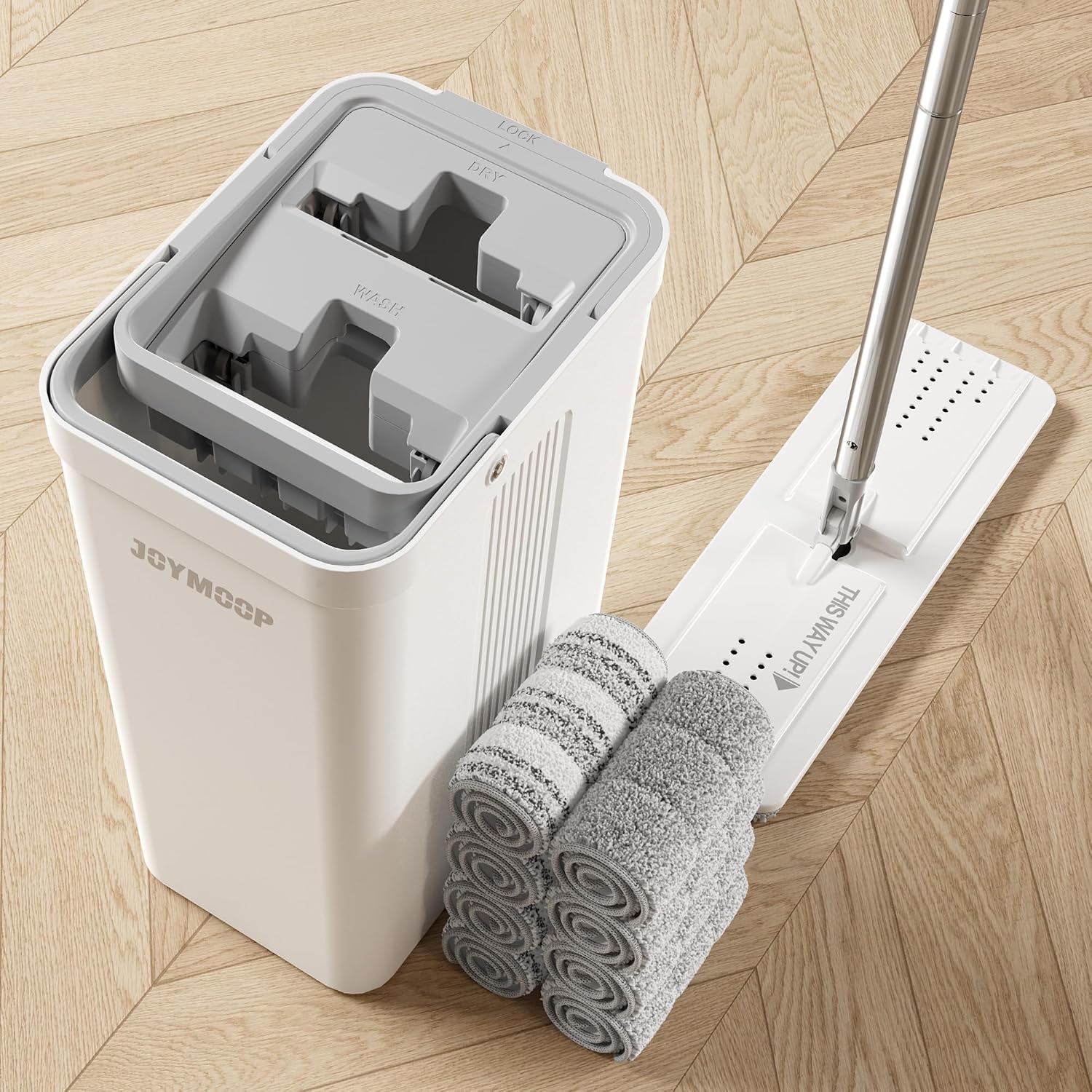 JOYMOOP Bucket #2124 dweil- en emmerset met wringer, microvezel en draaikop