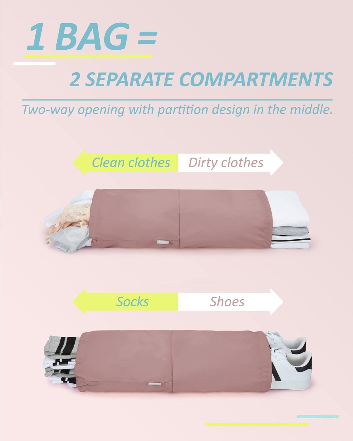 Detalle de BAGSMART Compression Packing Cubes (6-pack) in Dark Pink with Label Pocket