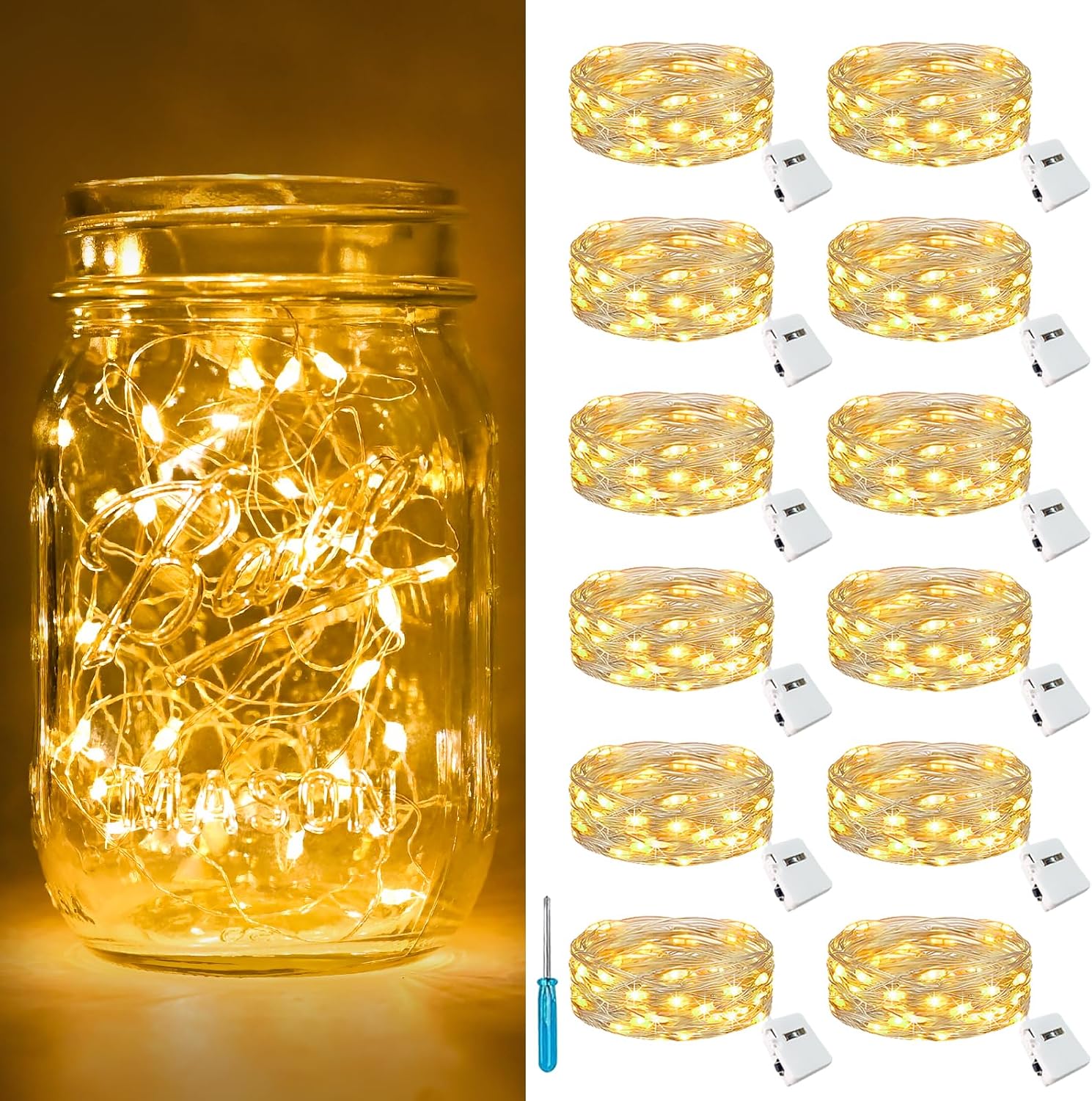 Detalle de btfarm 12 Pack 3 Modes LED Fairy Lights Battery Operated