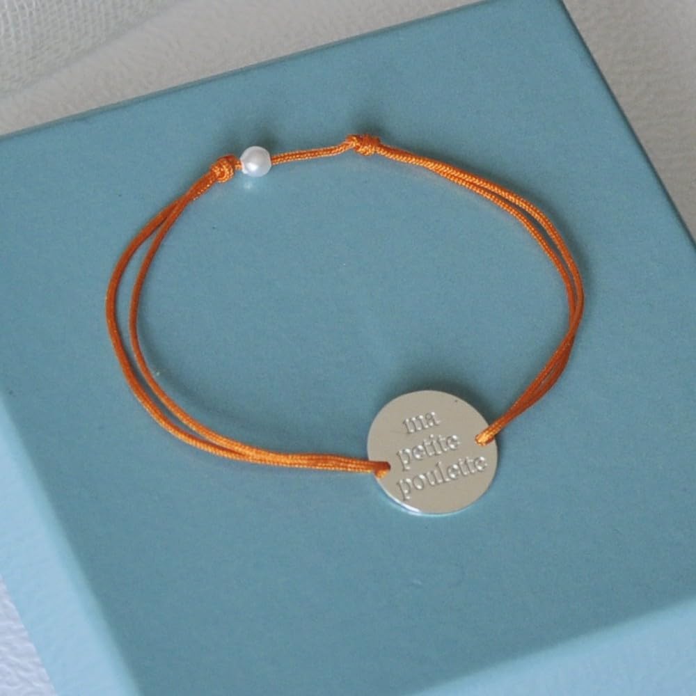 Thumbnail 2 de Les Poulettes Bijoux bracciale con medaglia placcata argento rotonda Ma Petite Poulette