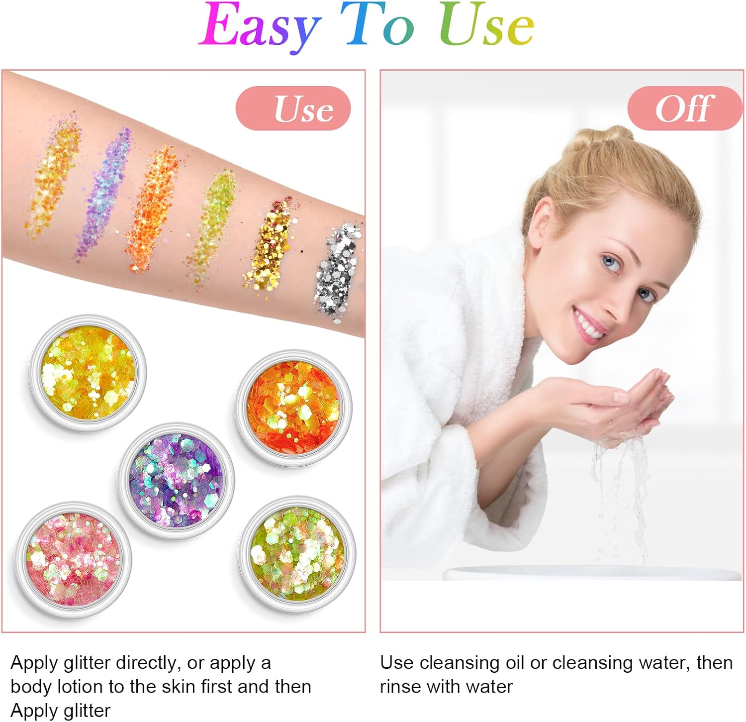 Detalle de AOOWU Paillettes Unghie: kit polvere glitterata olografica con 12 colori per DIY viso, corpo e manicure