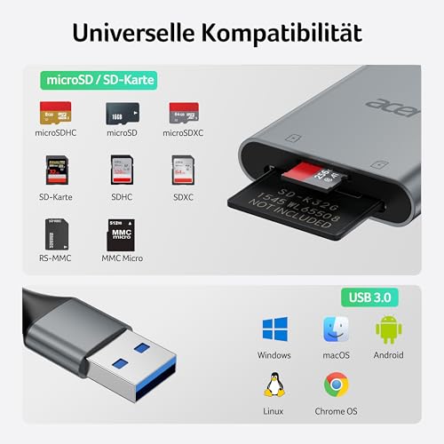 Thumbnail 6 de Acer USB 3.0 Kartenleser 2-in-1 Aluminium, 170 MB/s, USB-A