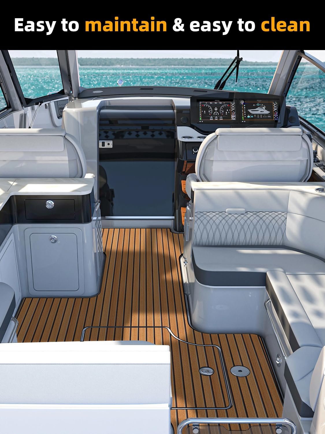 Thumbnail 4 de FOCEAN EVA Foam Boat Flooring Faux Teak Marine Decking Mat Sheets (94.5 in x 47.2 in)