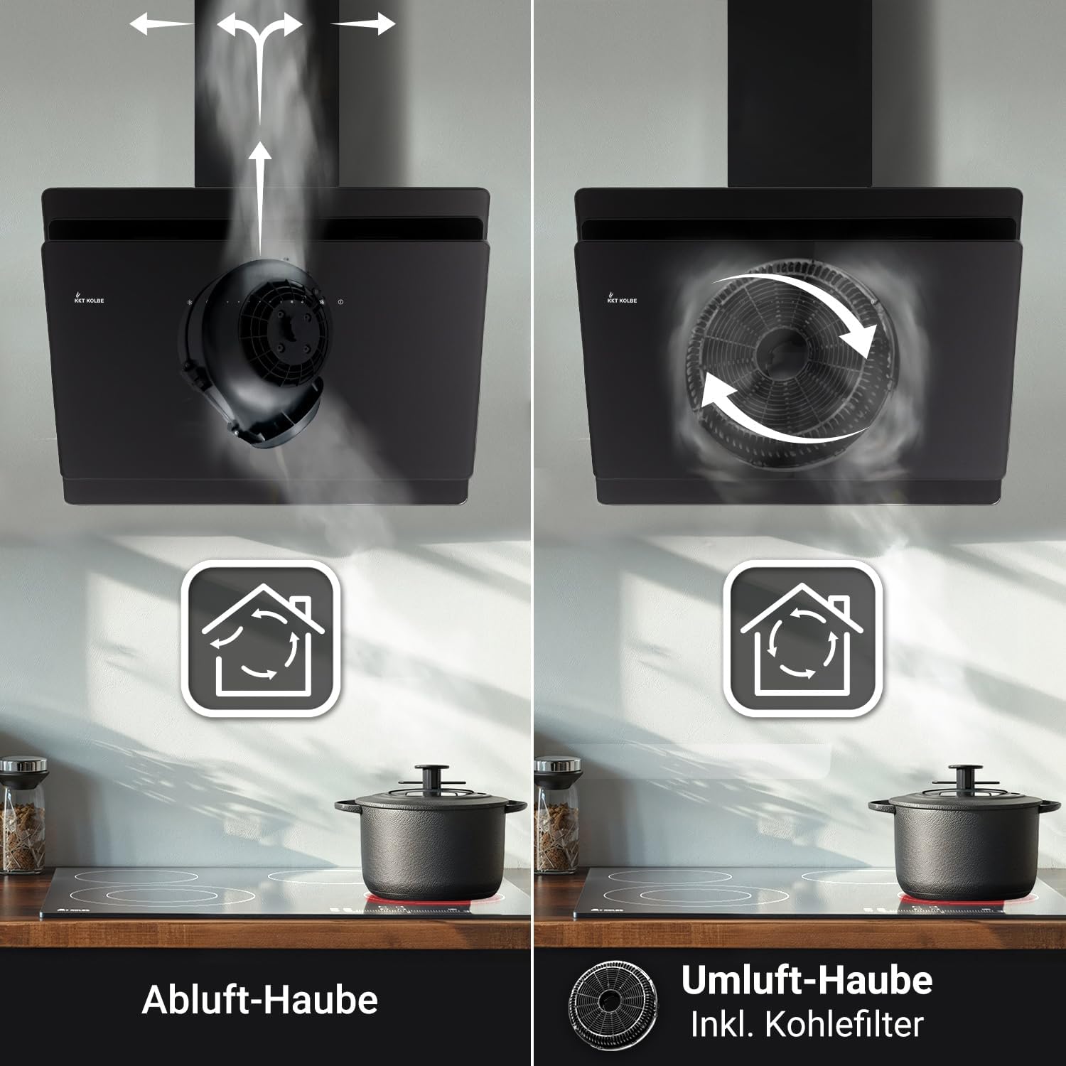 Thumbnail 6 de KKT Kolbe Dunstabzugshaube 80 cm – A+++, Schrägdesign, Glasfront, Schwarz