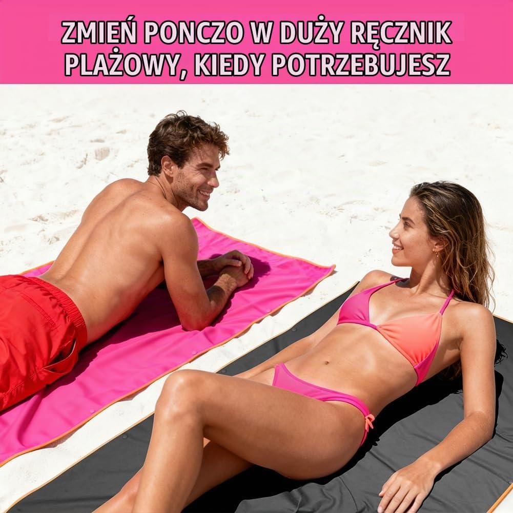 Detalle 1 de AUYAO 5297249 – ponczo kąpielowe z mikrofibry, kapturem i kieszenią