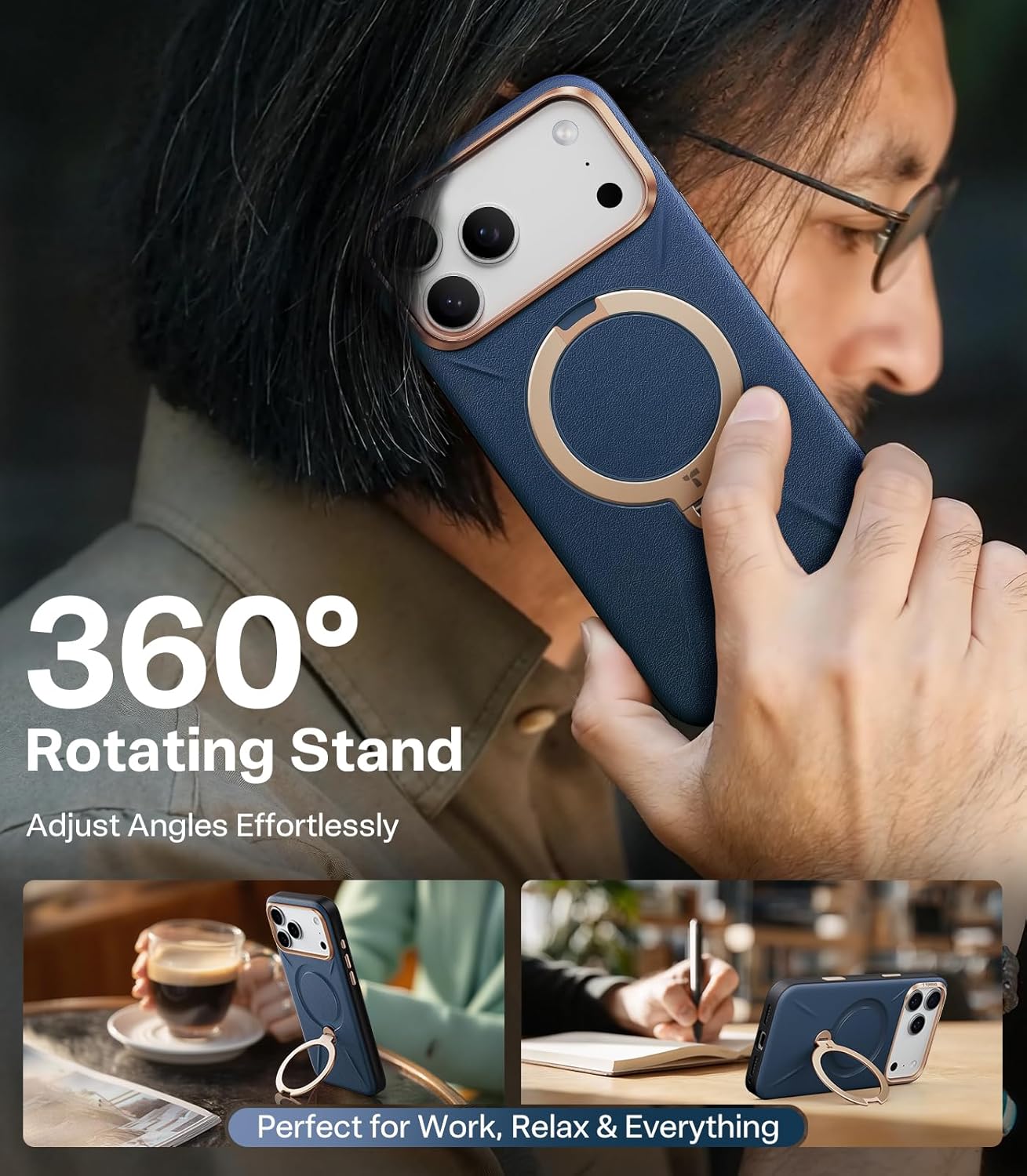 Thumbnail 2 de TORRAS 360° Ostand Q3 VegSkin for iPhone 17 Pro Max Case with MagSafe – Navy Blue