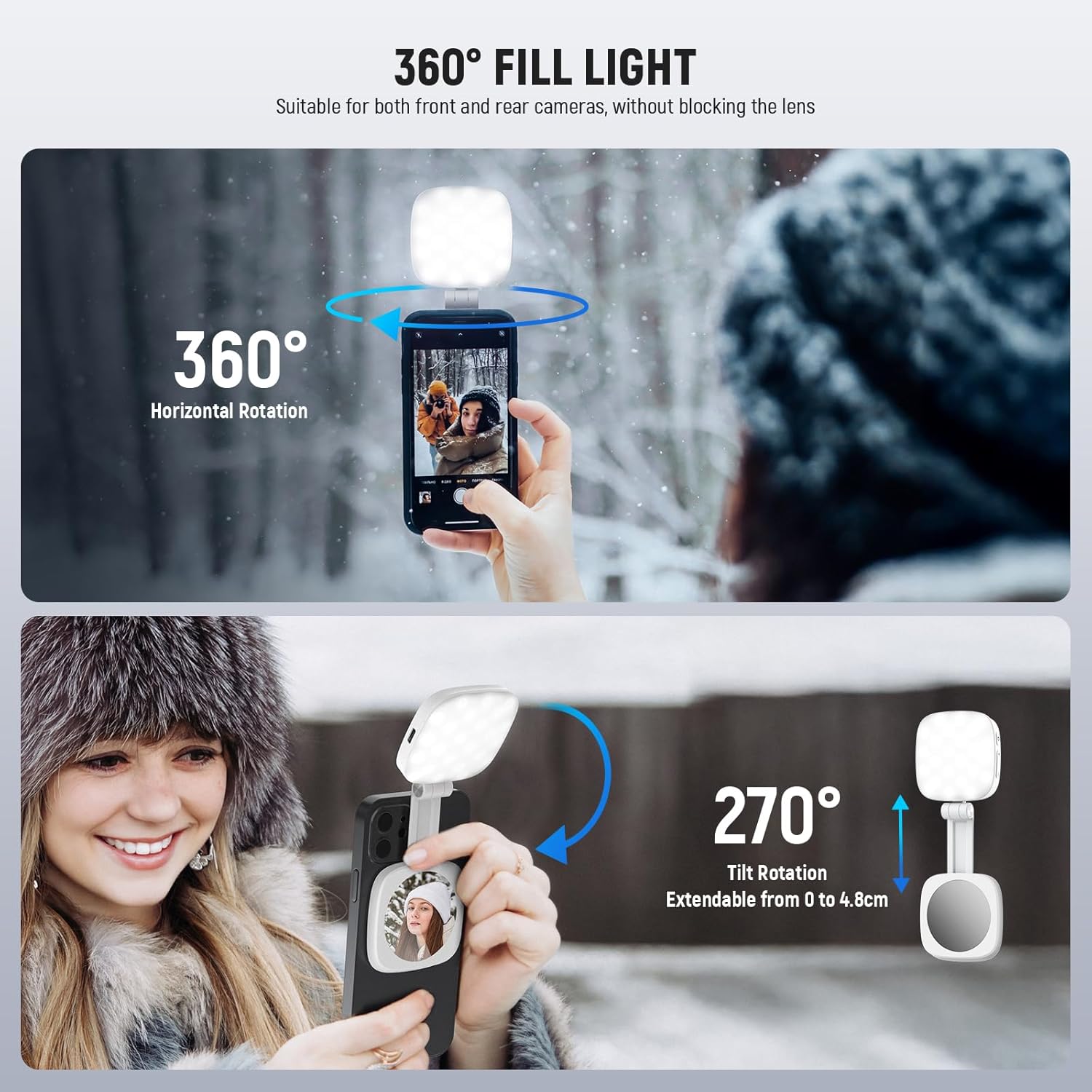 Thumbnail 4 de NEEWER BASICS Magnetic Selfie Light (NL48B) with MagSafe Compatibility, Mirror & CRI 95