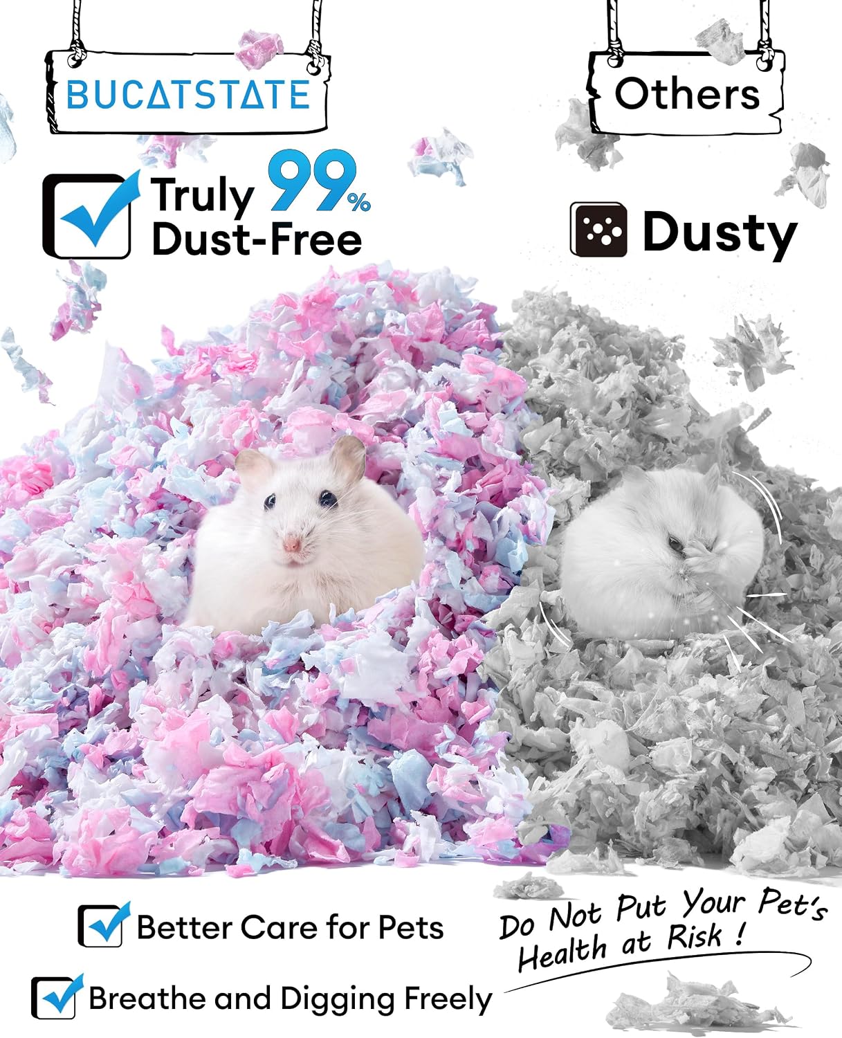 Detalle de BUCATSTATE Hamster Bedding 70L — Truly 99% Dust-Free, Odour-Controlled Paper Bedding (Twilight Blue)