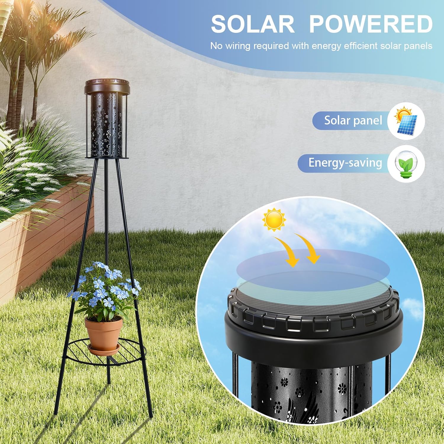 Detalle de Auting Lanterne solaire colibri IP65 sur pied en métal – éclairage poétique pour jardin