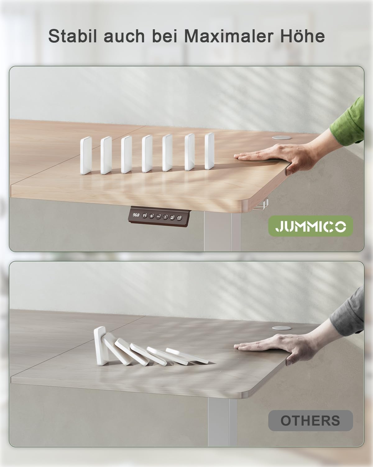 Detalle 2 de JUMMICO elektrisch höhenverstellbarer Schreibtisch mit USB-Ladeanschluss 120 x 60 cm (beige)