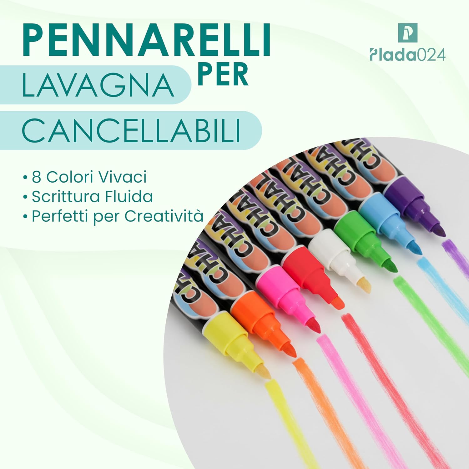 Detalle de Pennarelli Lavagna Bianca Cancellabile – Set 8 Colori con Punta Reversibile da 6 mm per Lavagne Magnetiche e Whiteboard