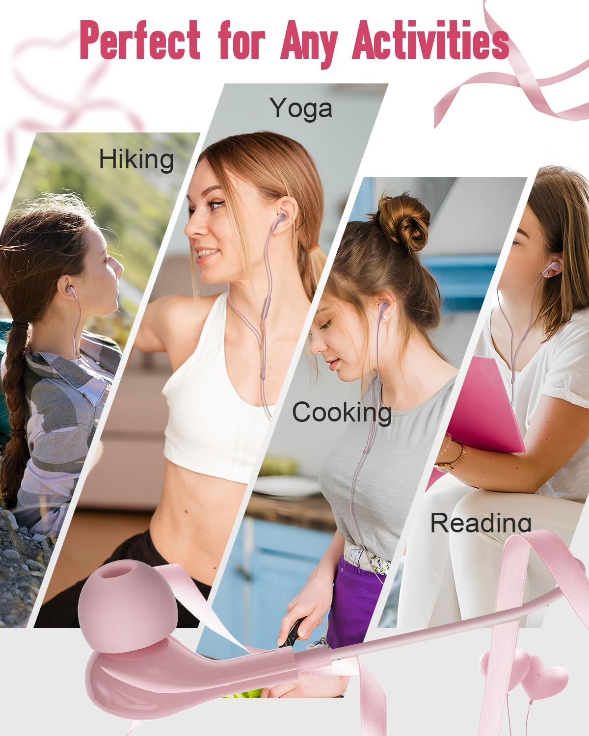 Thumbnail 6 de AILZPXX USB-C Wired In-Ear Headphones with Microphone, Volume Control, and Magnetic Neck Design (Pink)