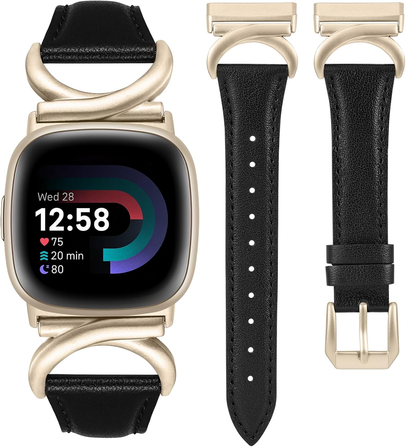 Detalle de TOYOUTHS Slim C-Shaped Leather Strap for Fitbit Versa 4 / Versa 3 / Sense 2 (Women)