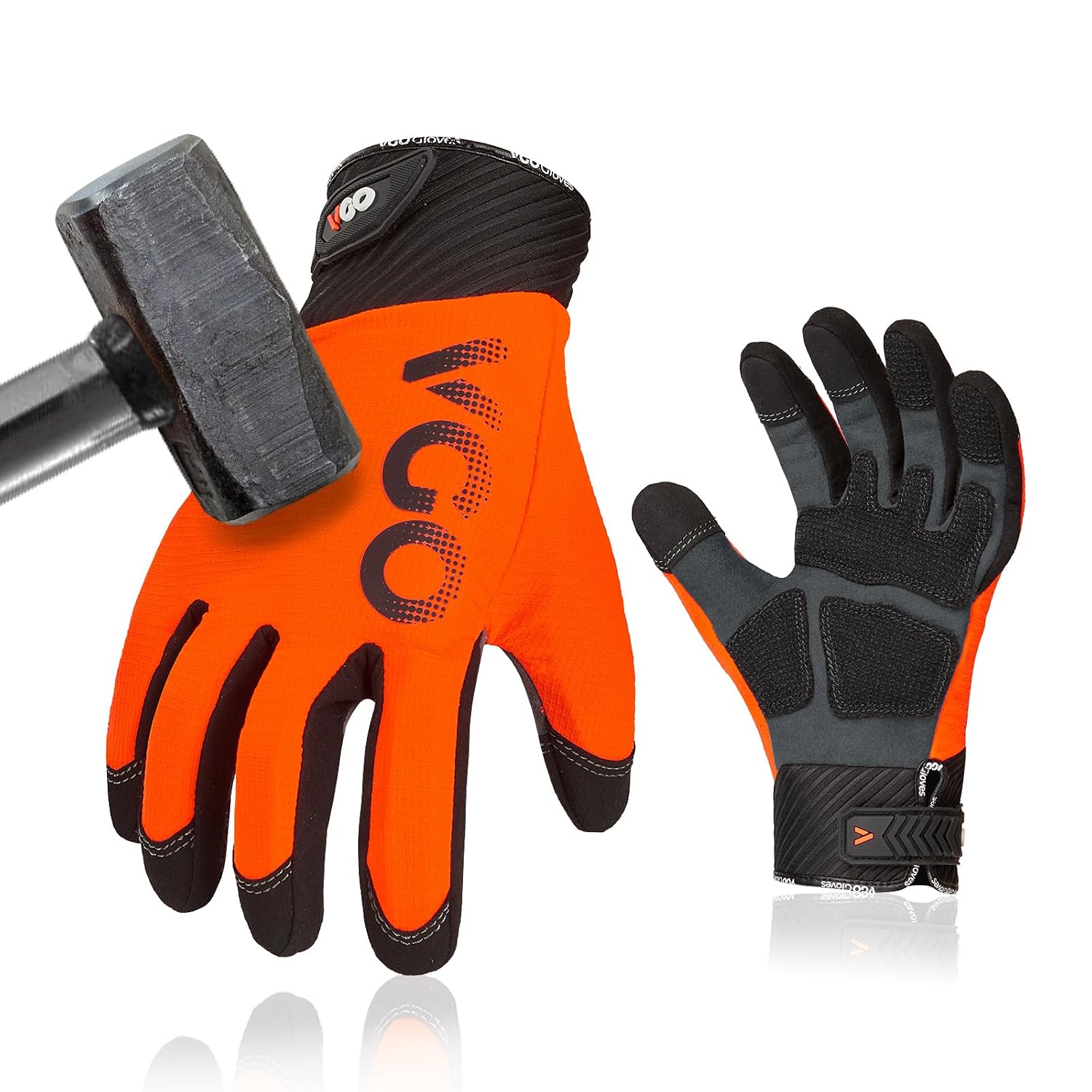 Detalle de VGO Guanti da Lavoro Antivibranti Uomo (M) con Touchscreen – Protezione nocche e palmo 3-strati