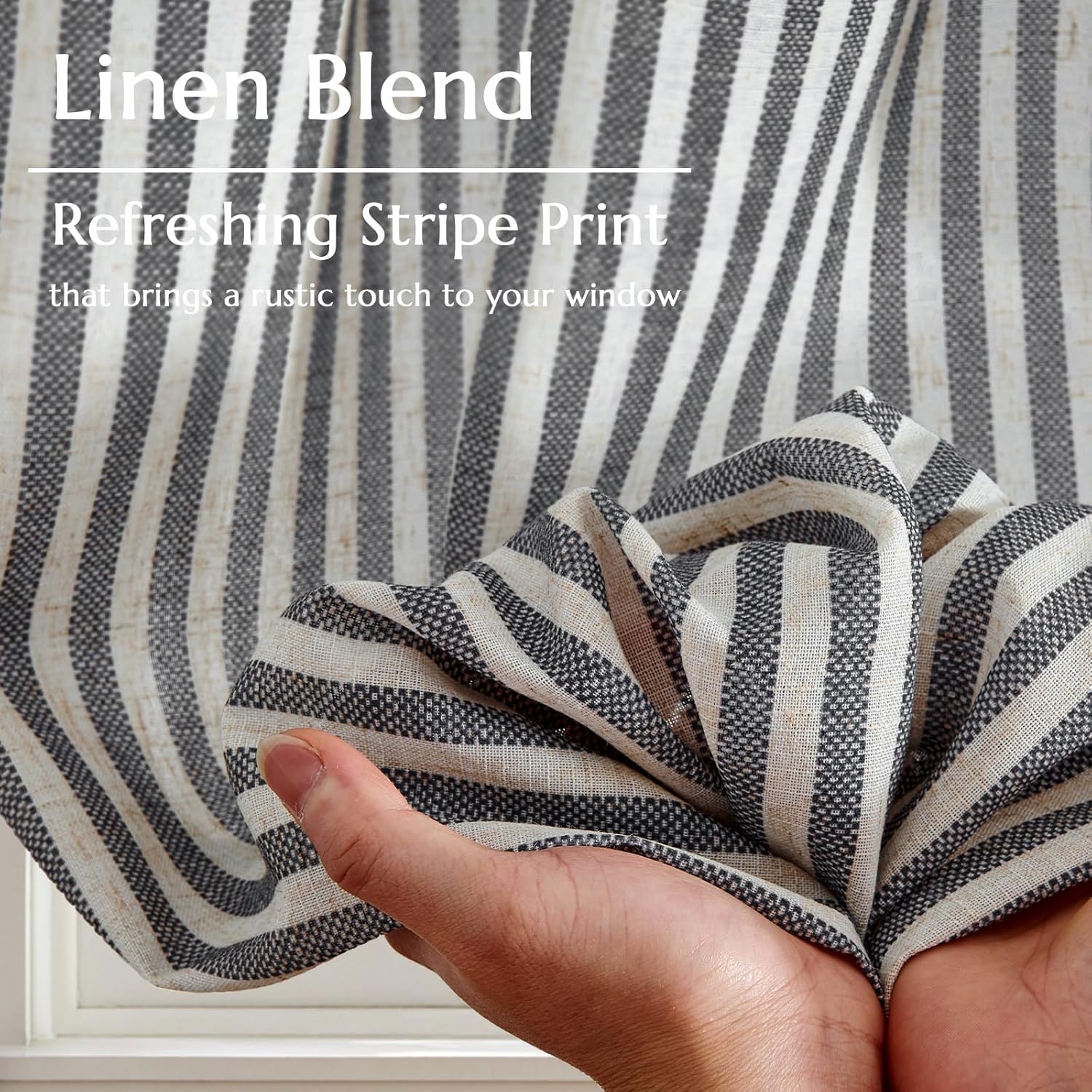 Thumbnail 5 de Jinchan Striped Linen Curtains 24"