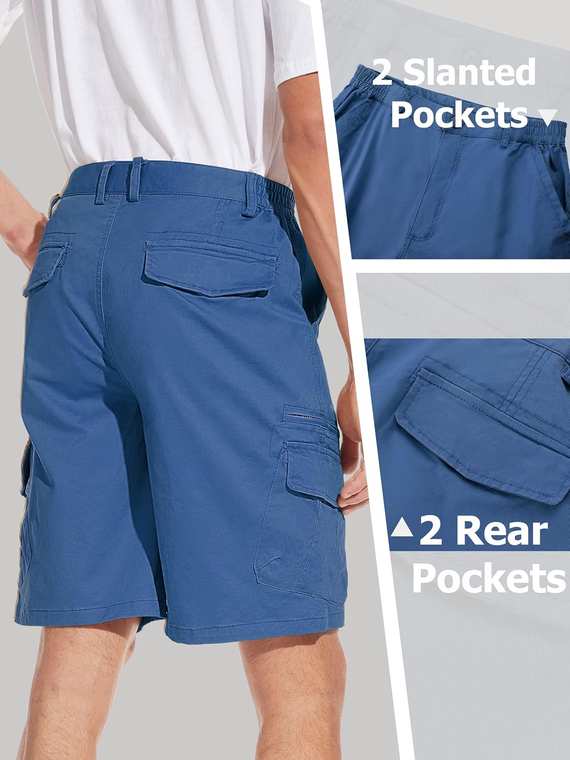 Thumbnail 4 de TACVASEN Men's Cargo Shorts with Elasticated Waist and 7 Pockets — Breathable Summer Work shorts