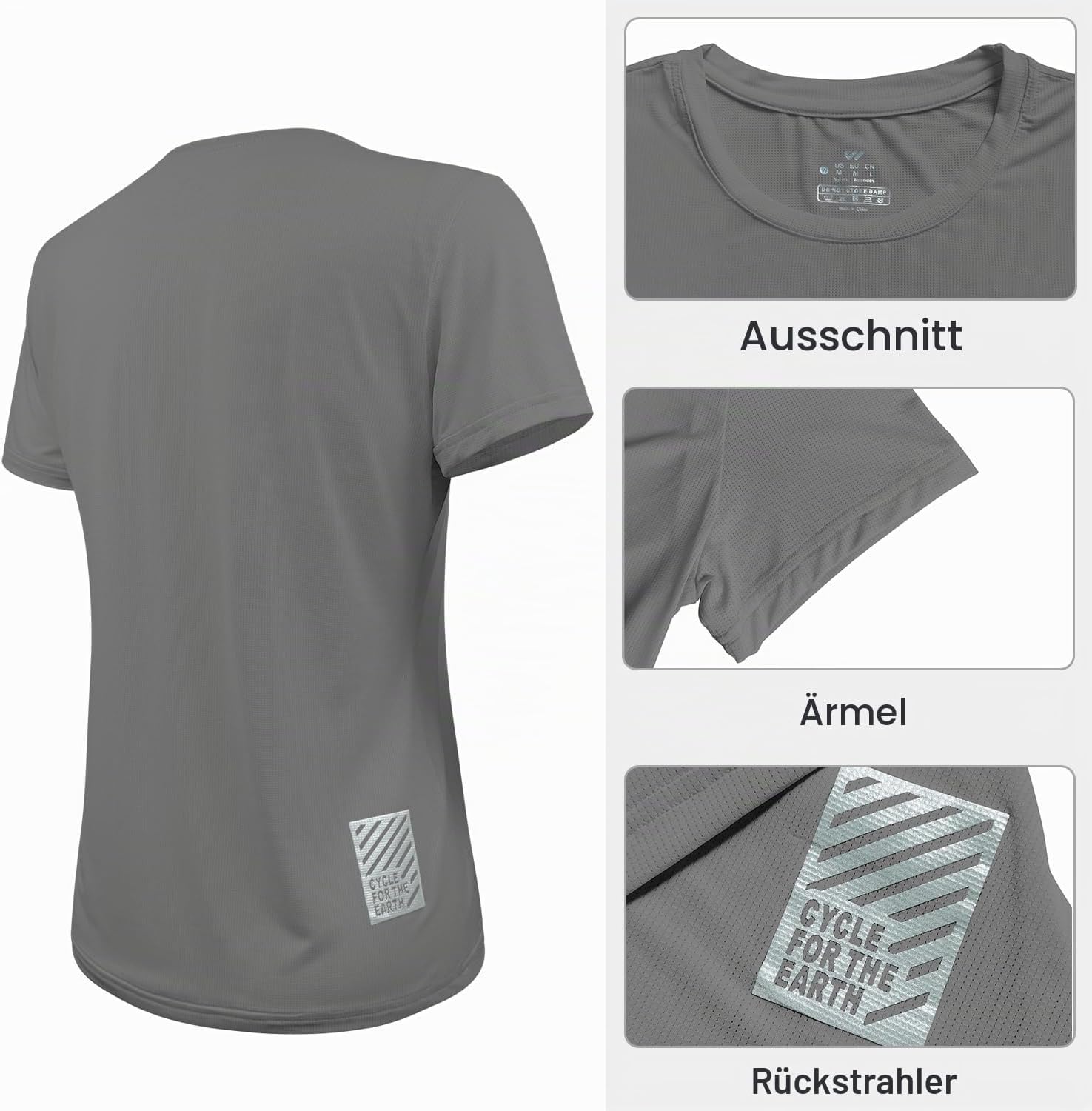 Detalle 2 de Wulibike Damen Funktionsshirt 3er/5er Pack – UPF 50+ Schnelltrocknend, atmungsaktiv, reflektierende Details