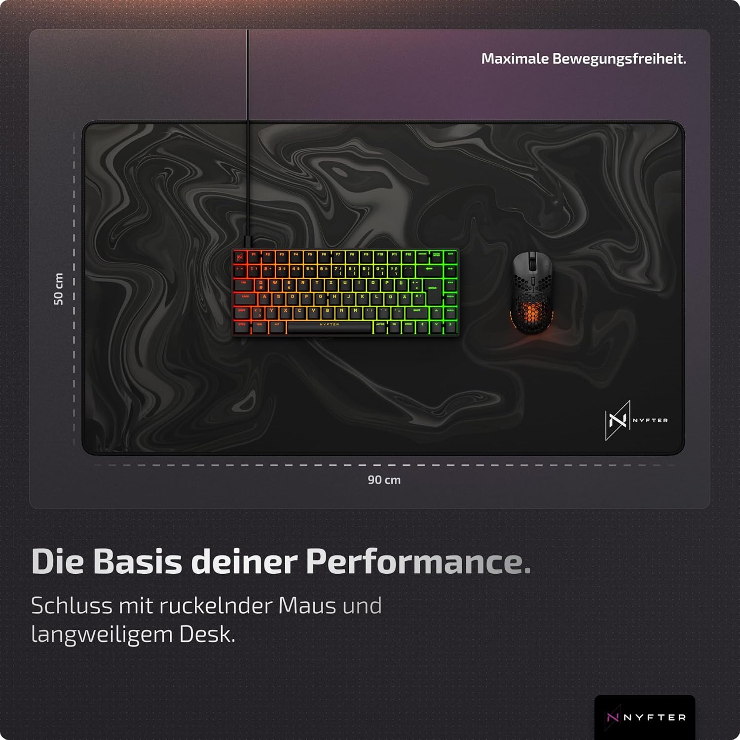 Thumbnail 1 de Nyfter XXL Gaming-Mauspad Liquid Design 900 x 500 mm (XXL, Liquid Design, vernähte Kanten)