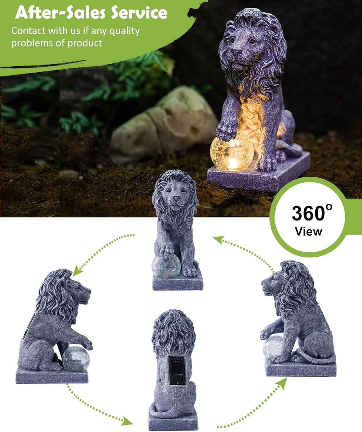 Detalle de Yeomoo Solar Lion Statue with LED Ball
